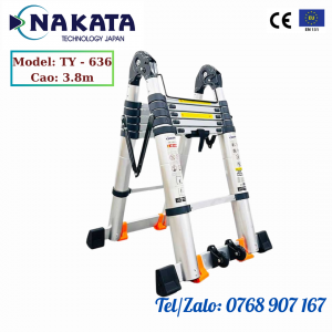 Thang nhôm rút đôi chữ A NAKATA 1m9 + 1m9 - TY636 (Đai đen)