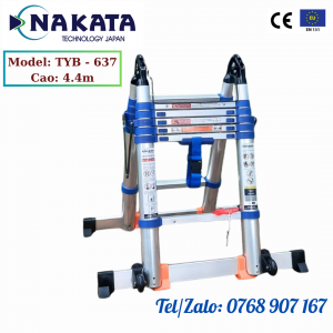 Thang nhôm rút đôi chữ A NAKATA 4M4 - TYB637 ( Đai Xanh )