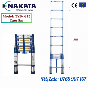 Thang nhôm rút đơn NAKATA 5m - TYB615 (Đai Xanh)