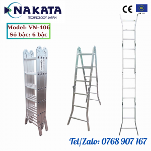 Thang Nhôm gấp 4 khúc phổ thông Nakata 6.7m - VN406