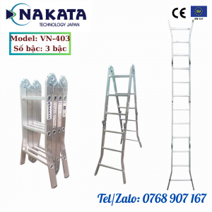 Thang Nhôm gấp 4 khúc phổ thông Nakata 3.6m - VN403